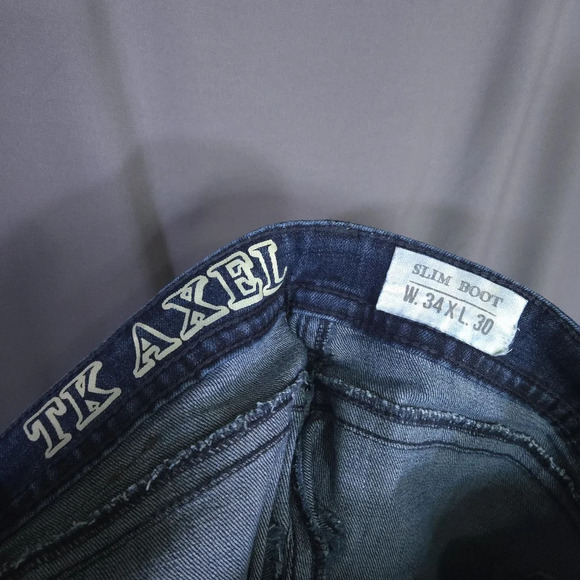 T.K. Axel Slim Boot Jeans Size 34x30 Denim Dark Wash Western Rugged Rustic - Picture 8 of 12